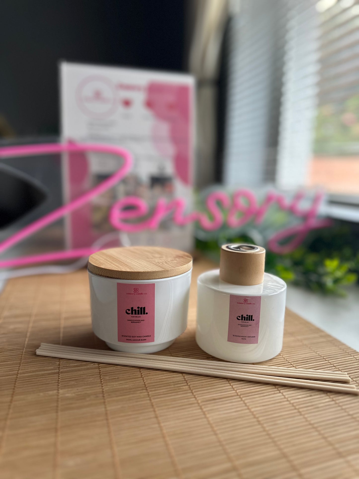 Candle and Diffuser Set (white bamboo)