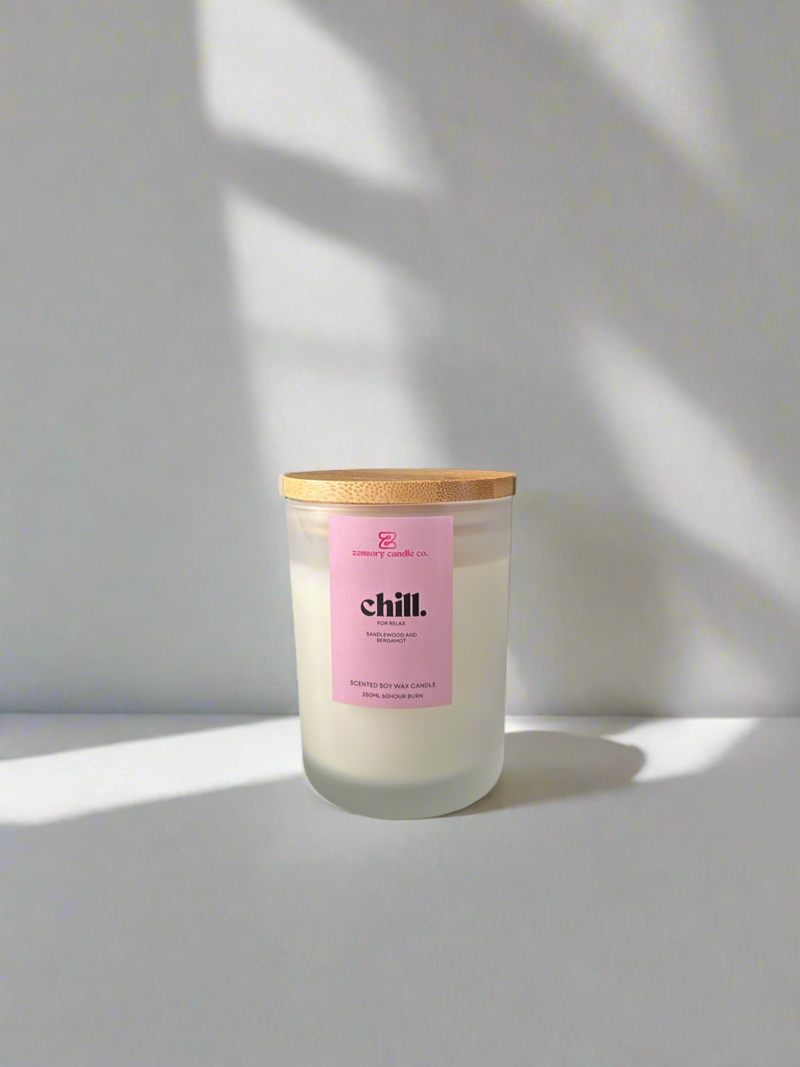 250ml Luxury scented soy wax candle with wooden wick and bamboo lid - Candle gift- Zensory Candle Co