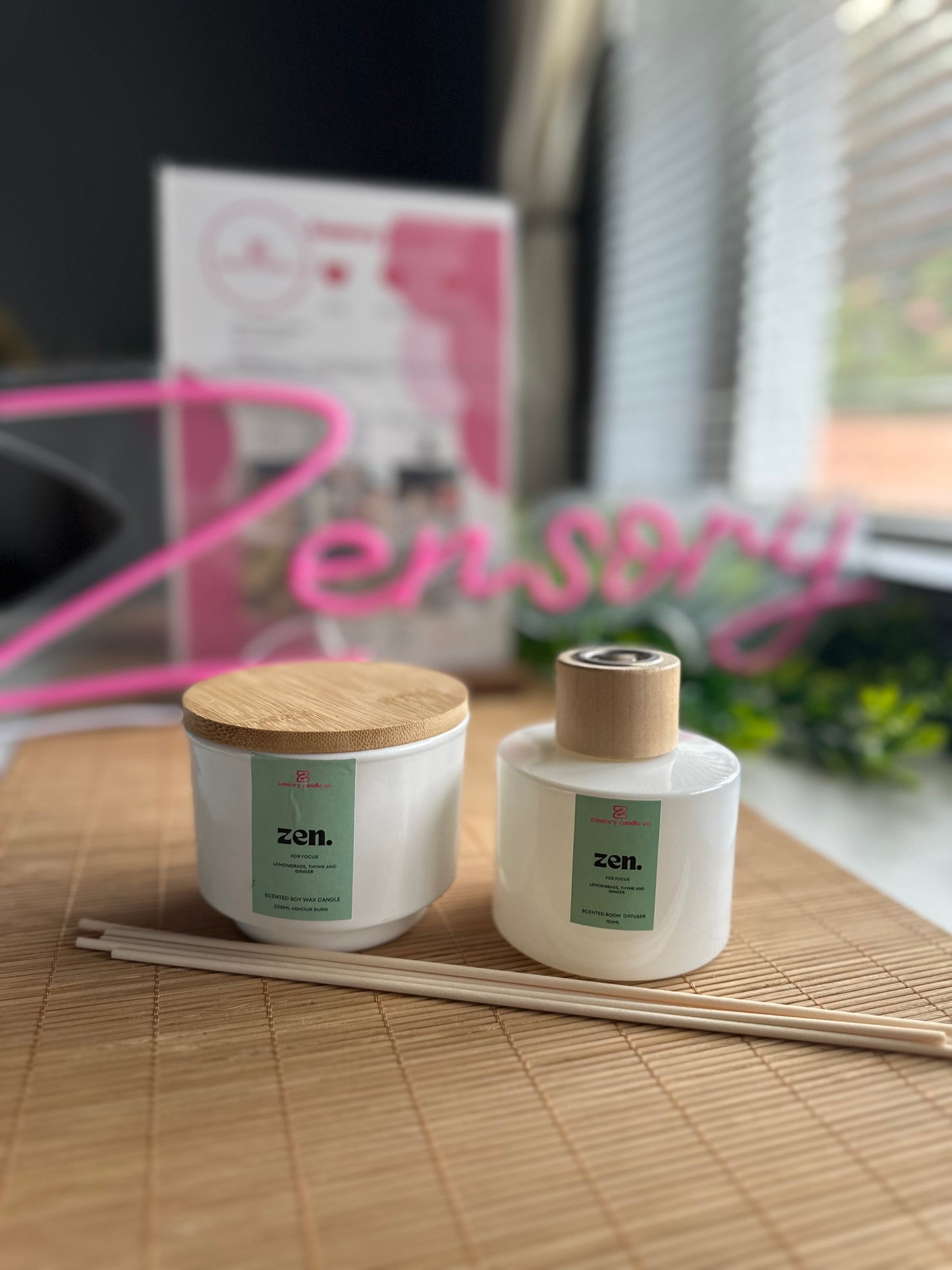 Candle and Diffuser Set (white bamboo)