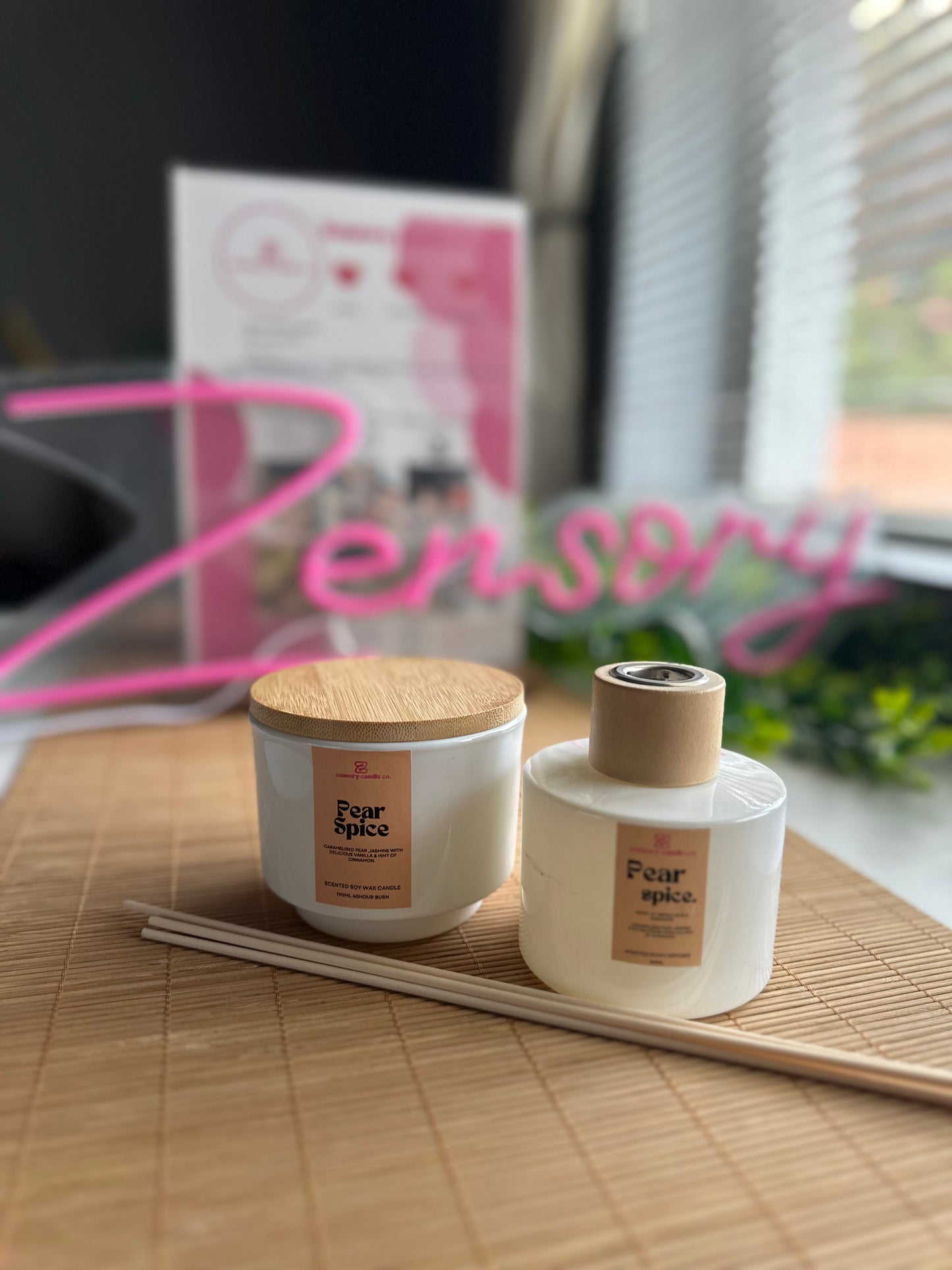 Candle and Diffuser Set (white bamboo)