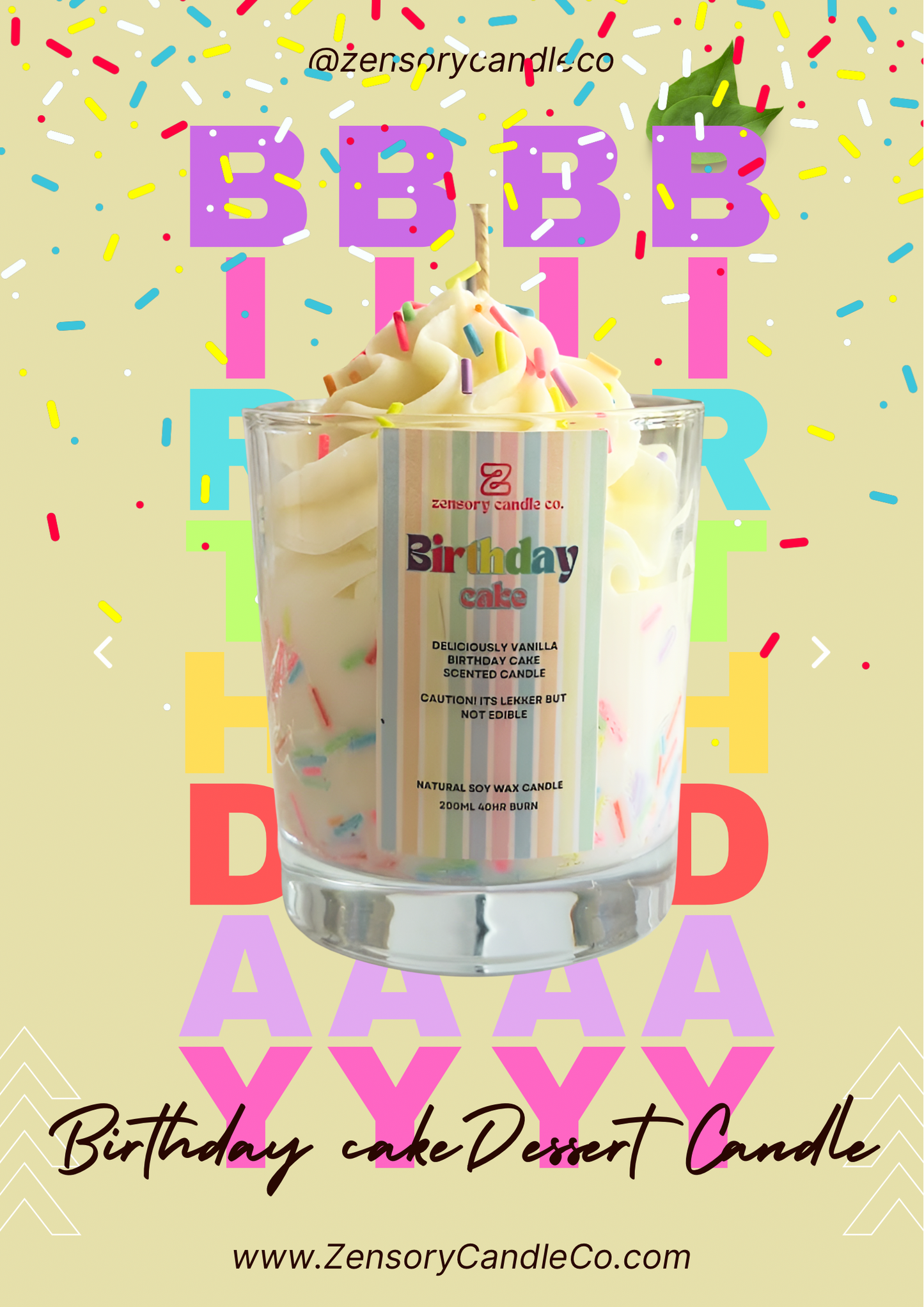 Birthday cake Soy wax candle - Gift - Zensory Candle Co