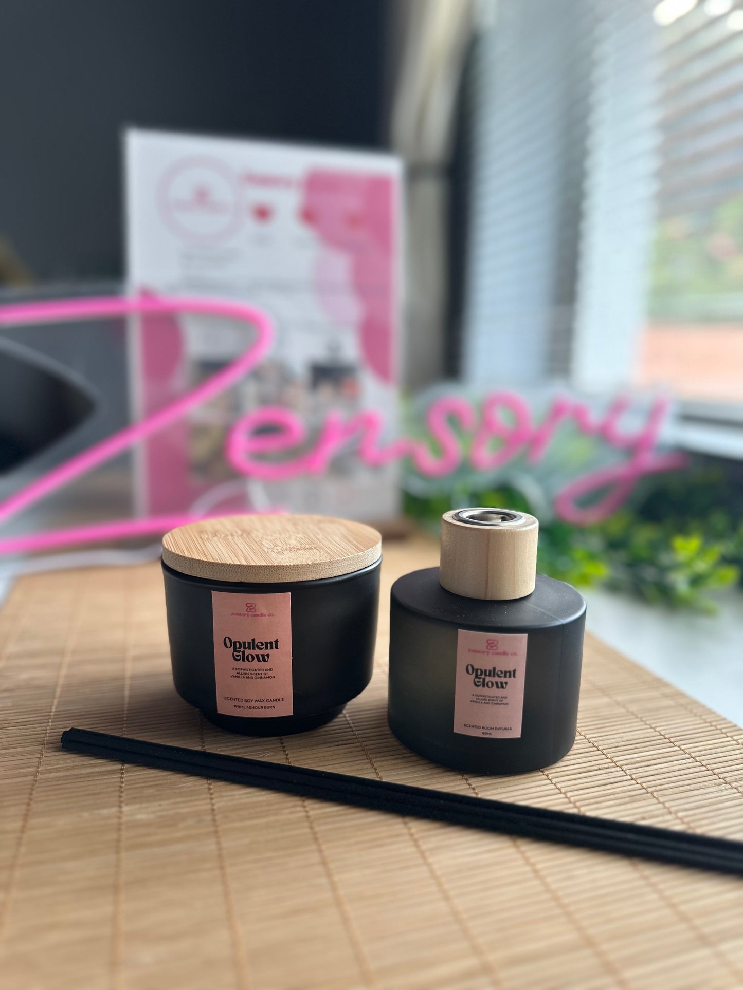 Candle and Diffuser Set (frost black bamboo)