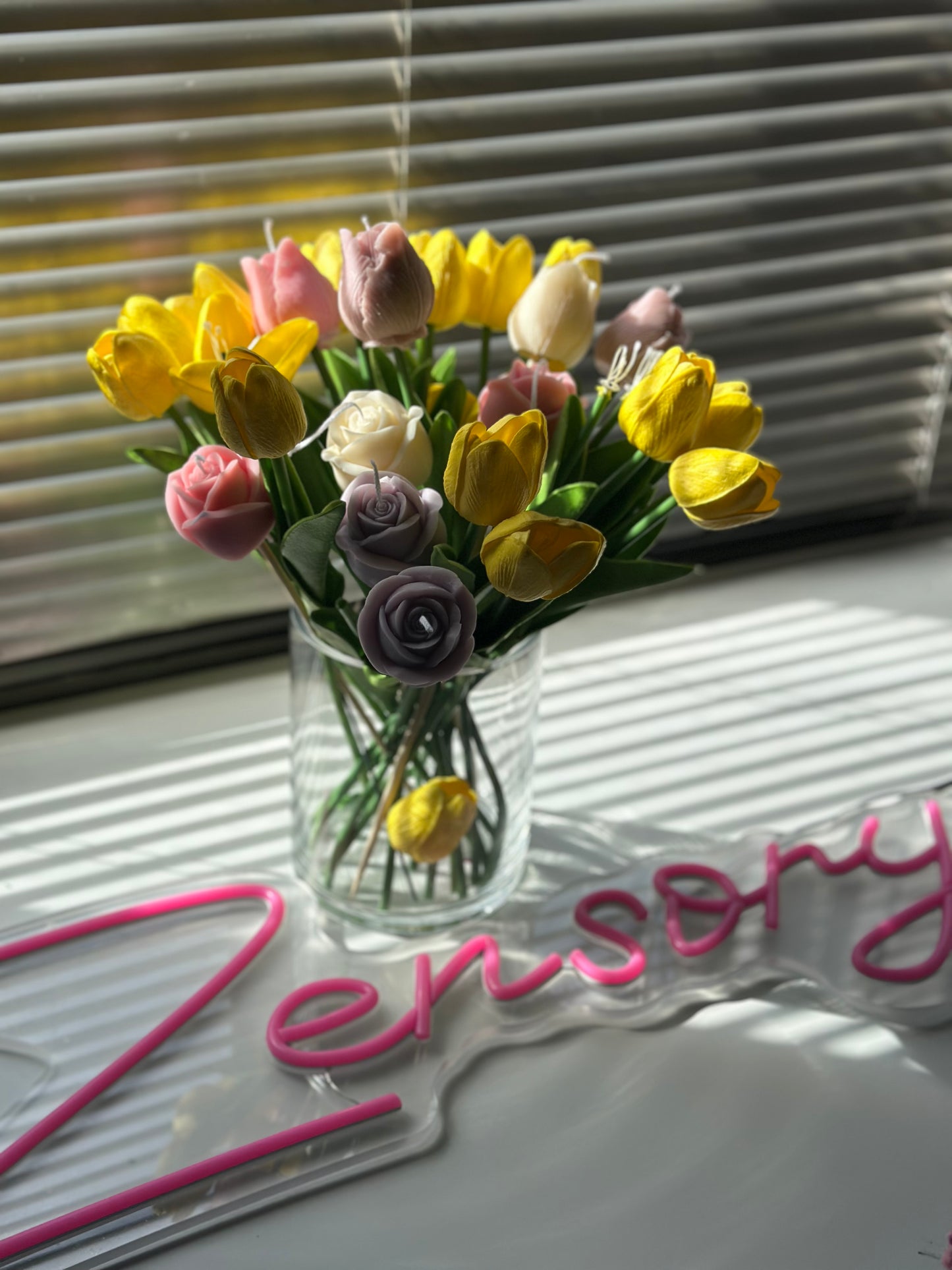 Soy wax Flower Candle gift - Tulip Candle on Faux stem - Zensory Candle Co