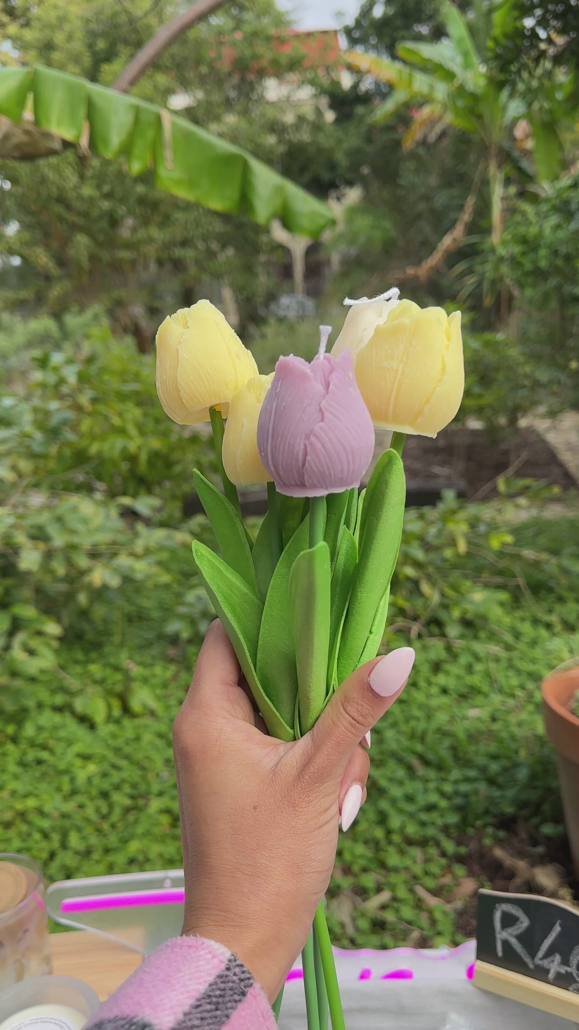 Soy wax Flower Candle gift - Tulip Candle on Faux stem - Zensory Candle Co - Video